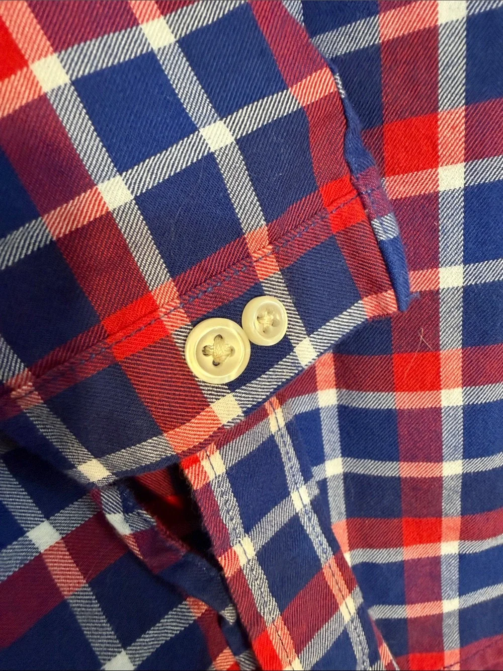Ralph Lauren Size Large (14-16) Red, White & Blue Plaid Button-Down Shirt